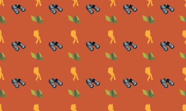 Farklı aksesuarlara sahip renkli arkaplan