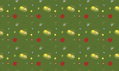 Farklı aksesuarlara sahip renkli arkaplan