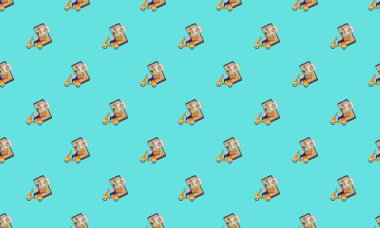 Farklı aksesuarlara sahip renkli arkaplan