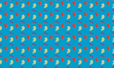 Farklı aksesuarlara sahip renkli arkaplan