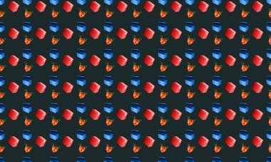 Farklı aksesuarlara sahip renkli arkaplan