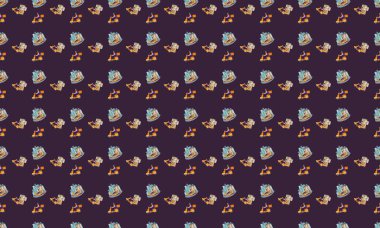 Farklı aksesuarlara sahip renkli arkaplan