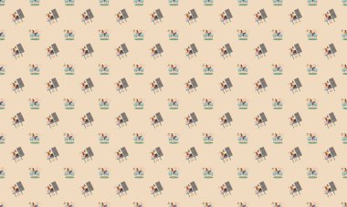 Farklı aksesuarlara sahip renkli arkaplan