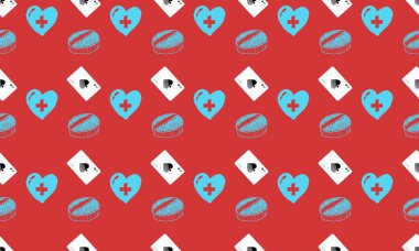 Farklı aksesuarlara sahip renkli arkaplan