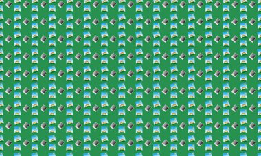 Farklı aksesuarlara sahip renkli arkaplan