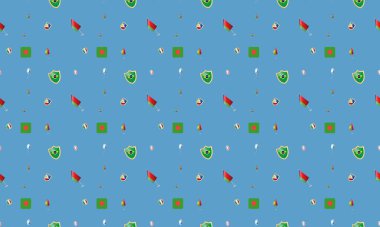 Farklı aksesuarlara sahip renkli arkaplan