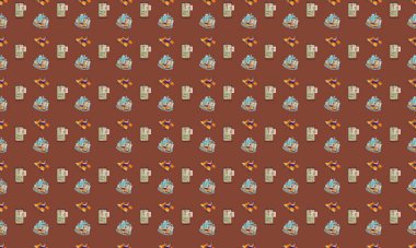 Farklı aksesuarlara sahip renkli arkaplan