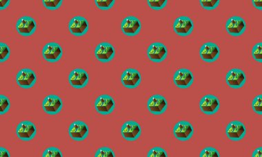 Farklı aksesuarlara sahip renkli arkaplan