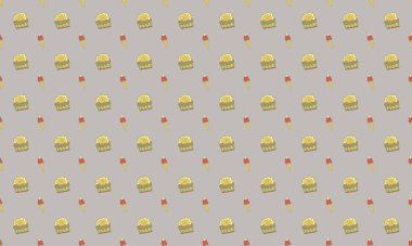 Farklı aksesuarlara sahip renkli arkaplan