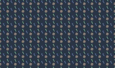 Farklı aksesuarlara sahip renkli arkaplan