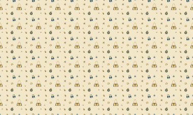 Farklı aksesuarlara sahip renkli arkaplan