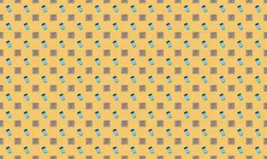 Farklı aksesuarlara sahip renkli arkaplan