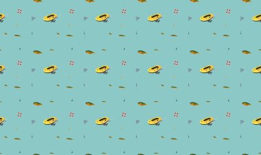 Farklı aksesuarlara sahip renkli arkaplan