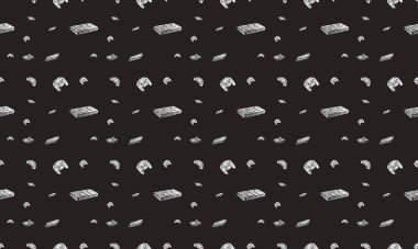 Farklı aksesuarlara sahip renkli arkaplan