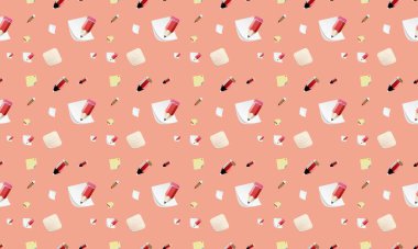 Farklı aksesuarlara sahip renkli arkaplan