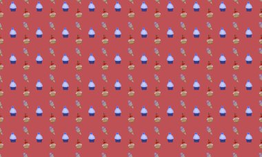 Farklı aksesuarlara sahip renkli arkaplan