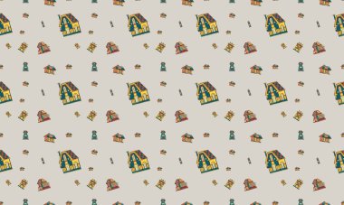 Farklı aksesuarlara sahip renkli arkaplan