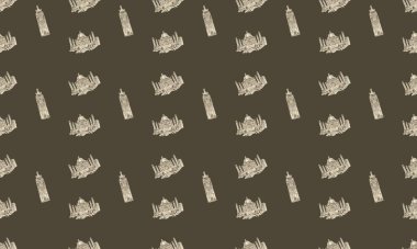 Farklı aksesuarlara sahip renkli arkaplan