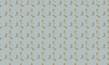 Farklı aksesuarlara sahip renkli arkaplan