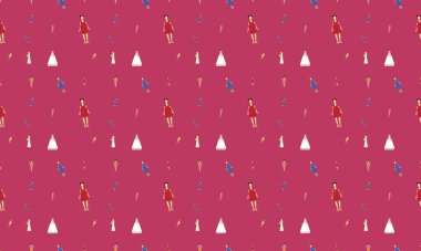 Farklı aksesuarlara sahip renkli arkaplan