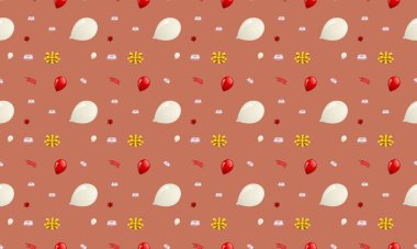 Farklı aksesuarlara sahip renkli arkaplan