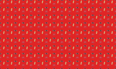 Farklı aksesuarlara sahip renkli arkaplan