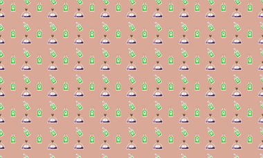 Farklı aksesuarlara sahip renkli arkaplan