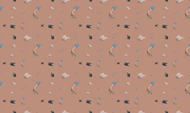 Farklı aksesuarlara sahip renkli arkaplan