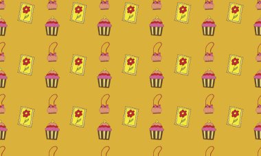 Farklı aksesuarlara sahip renkli arkaplan