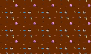 Farklı aksesuarlara sahip renkli arkaplan