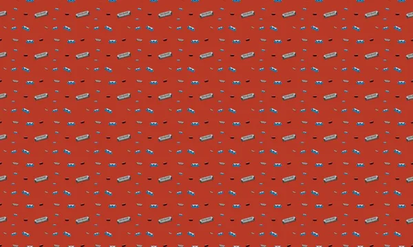 Farklı aksesuarlara sahip renkli arkaplan