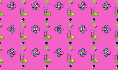 Farklı aksesuarlara sahip renkli arkaplan