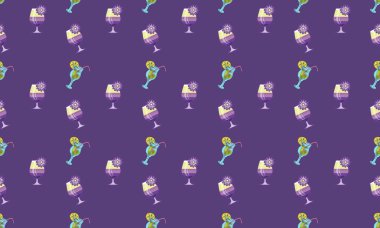 Farklı aksesuarlara sahip renkli arkaplan