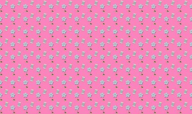 Farklı aksesuarlara sahip renkli arkaplan