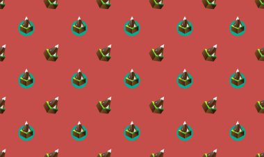 Farklı aksesuarlara sahip renkli arkaplan