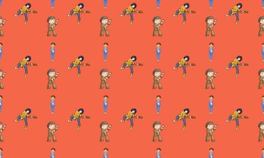 Farklı aksesuarlara sahip renkli arkaplan