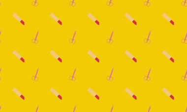 Farklı aksesuarlara sahip renkli arkaplan