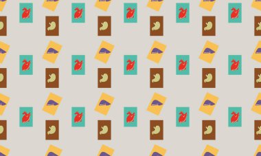 Farklı aksesuarlara sahip renkli arkaplan