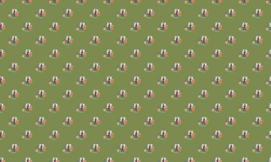 Farklı aksesuarlara sahip renkli arkaplan