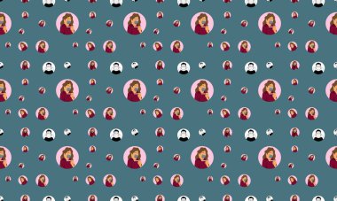 Farklı aksesuarlara sahip renkli arkaplan