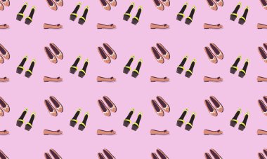 Farklı aksesuarlara sahip renkli arkaplan