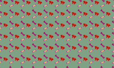 Farklı aksesuarlara sahip renkli arkaplan