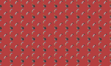 Farklı aksesuarlara sahip renkli arkaplan