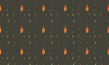 Farklı aksesuarlara sahip renkli arkaplan