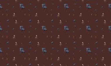 Farklı aksesuarlara sahip renkli arkaplan