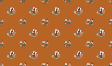 Farklı aksesuarlara sahip renkli arkaplan