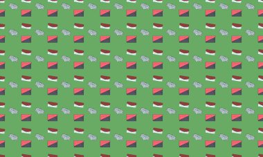 Farklı aksesuarlara sahip renkli arkaplan