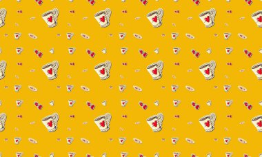 Farklı aksesuarlara sahip renkli arkaplan