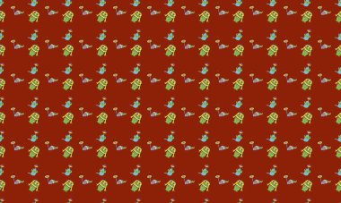 Farklı aksesuarlara sahip renkli arkaplan