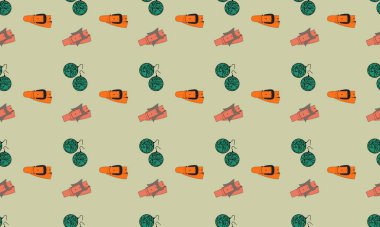 Farklı aksesuarlara sahip renkli arkaplan